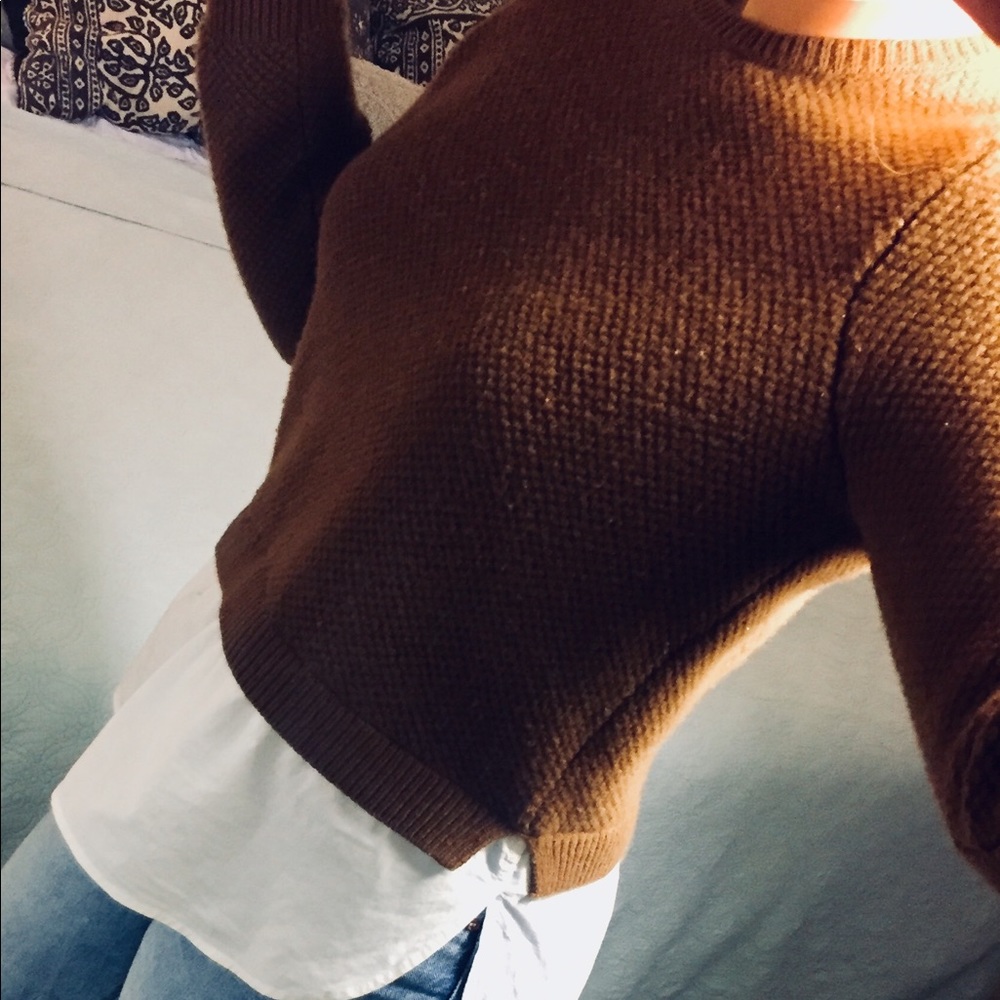J CREW WOOL SWEATER WITH LINEN SHIRTTAIL